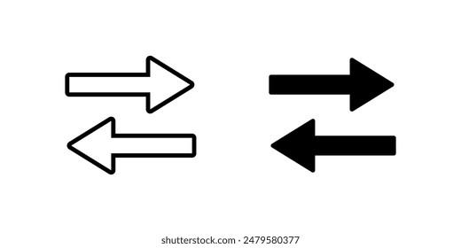 Switch icon. Sync arrows symbol. Exchange vector illustration. Transfer pictogram. Mix sign. Swap outline icon. Deal and trade symbol. Reverse sign isolated. Two directions arrows.