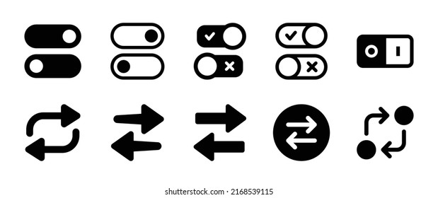 Switch Icon Vector Set With Toggle Button And Swap Arrow Symbol.