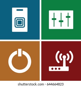 Switch icons set. set of 4 switch filled icons such as sliders, door bell, switch off