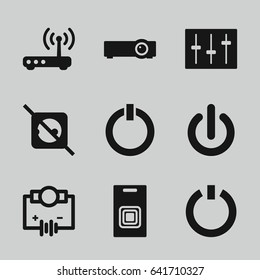 Switch icons set. set of 9 switch filled icons such as sliders, router, door bell, switch off, no plug
