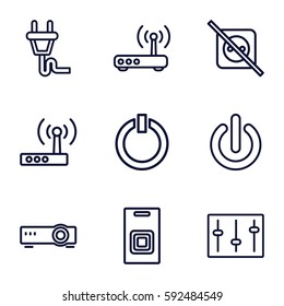 switch icons set. Set of 9 switch outline icons such as sliders, plug, router, door bell, switch off
