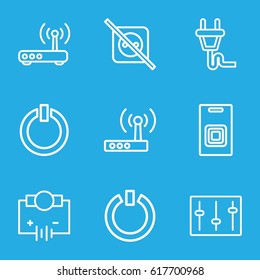 Switch icons set. set of 9 switch outline icons such as sliders, plug, router, door bell, switch off, Electricity