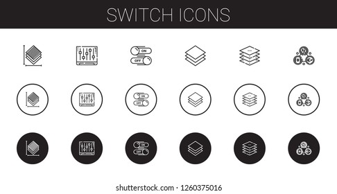 switch icons set. Collection of switch with layers, levels, layer, exchange. Editable and scalable switch icons.