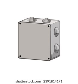 switch junction box cartoon. industrial industry, system wire, control connect switch junction box sign. isolated symbol vector illustration