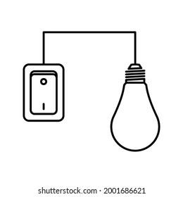 switch and light bulb icon. switch installation icon. Electrical panel, switch with wires. vector illustration.