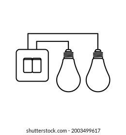 switch and light bulb icon. switch installation icon. Electrical panel, switch with wires. vector illustration.