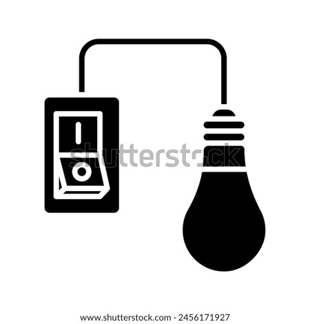 switch and light bulb icon. switch installation icon. Electrical panel, switch with wires color editable