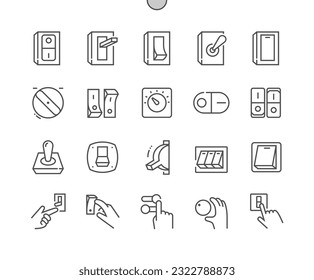 Switch. Light switch. Connection button. Toggle switch off position. Pixel Perfect Vector Thin Line Icons. Simple Minimal Pictogram