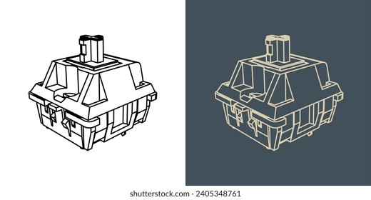 Switch Mechanical keyboard vector wireframe blueprint illustration line art