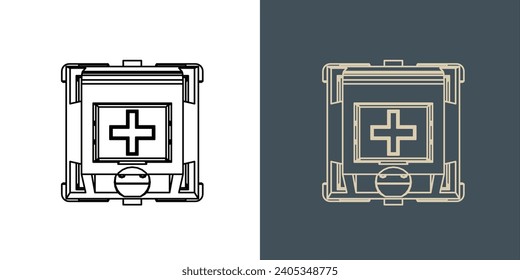 Switch Mechanical keyboard vector wireframe blueprint illustration line art