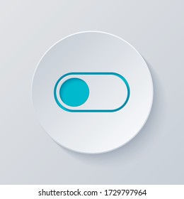 switch off, app slider. Cut circle with gray and blue layers. Paper style