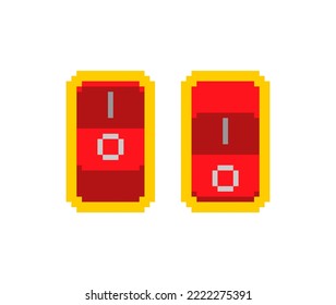 Switch off and on pixel art. On, off button 8 bit. pixelated Vector illustration