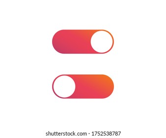 Switch off and on toggle. Control slider to turn on and off the power. Shutdown button in social media style. Colorful rainbow design. Slide on symbol. Isolated simple switcher. Vector EPS 10.