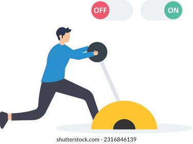 Switch off or turn off setting preference, Analytics control panel, Power shutdown, Shutdown electricity, Saving energy, Push Switch, Turn on switch

