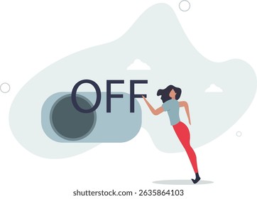 Switch off or turn off setting preference, analytics control panel or power shutdown electricity, saving energy and ecology concept. character life .
