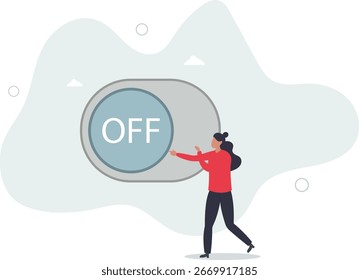 Desligue ou desligue a preferência de configuração, painel de controle analítico ou eletricidade de desligamento de energia, economizando energia e ecologia concept.life e emprego de pessoas.