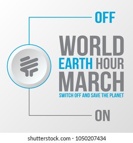 Switch off world earth hour vector illustration with modern design and colors and call for participation. Illustration for Earth hour day in march.