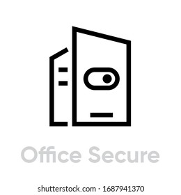 Switch Office Secure Security icon. Editable line vector. Business building element with a guard switch sign. Single pictogram.