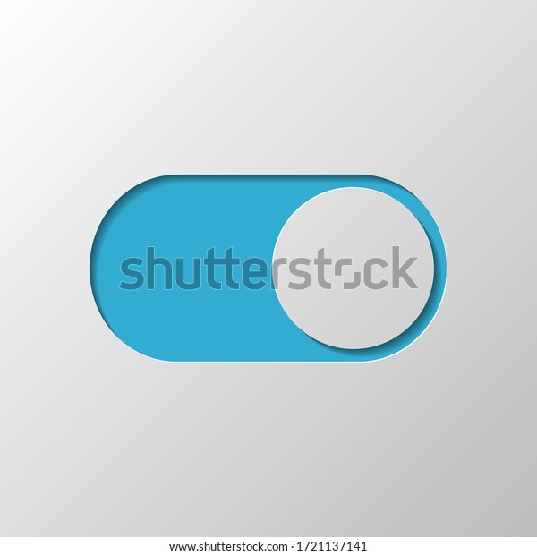 switch on, app slider. Paper design. Cutted symbol\
with shadow