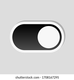 switch on, app slider. Sticker style with white border and simple shadow on gray background