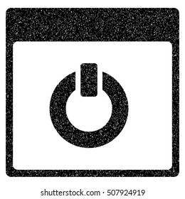 Switch on Calendar Page grainy textured icon for overlay watermark stamps. Flat symbol with dirty texture. Dotted vector black ink rubber seal stamp with grunge design on a white background.