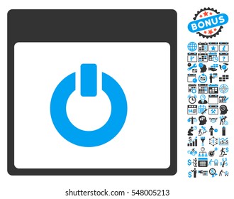 Switch on Calendar Page icon with bonus calendar and time management pictograph collection. Vector illustration style is flat iconic symbols, blue and gray, white background.