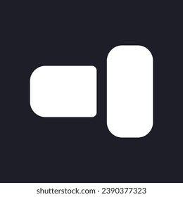 Activar el icono de glifo ui en modo oscuro. Control de aplicación móvil. Diseño de interfaz de usuario. Símbolo de silueta blanca en el espacio negro. Pictograma sólido para web, móvil. Ilustración aislada del vector