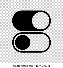 switch on or off, app slider. Black symbol on transparent background