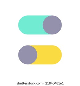 Switch on and off buttons flat color ui icon. Changing settings. Shifting between two opposing states. Simple filled element for mobile app. Colorful solid pictogram. Vector isolated RGB illustration