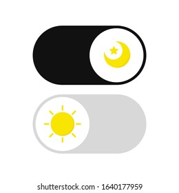 Switch on off day and night. User interface toggle in white background.