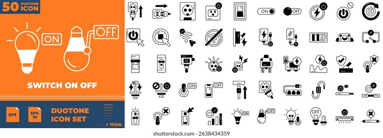 Switch On Off Duotone Editable Icons set. Vector illustration in modern thin duotone style of switch on off icons: button, turn, start, etc