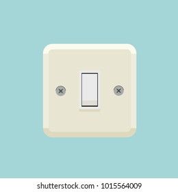 Switch on off house, home light, lamp button, electric, electrical socket vector illustration flat style symbol icon object