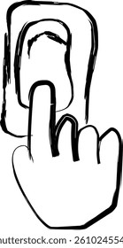 Switch On Off icon in doodle style. Including on off button, button, hand pressing switch