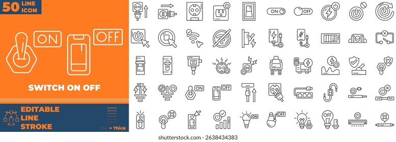 Switch On Off Line Editable Icons set. Vector illustration in modern thin line style of switch on off icons: button, turn, start, etc
