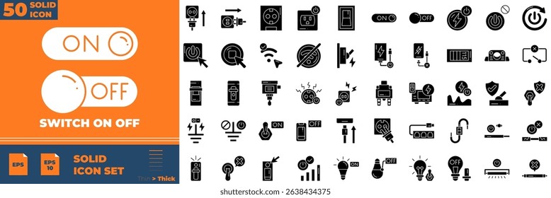 Switch On Off Solid Editable Icons set. Vector illustration in modern thin solid style of switch on off icons: button, turn, start, etc