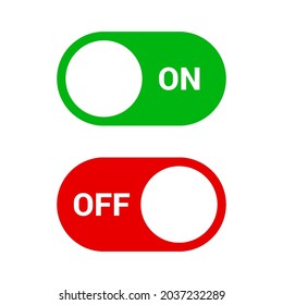 Switch on and Off Toggle. On and Off Toggle Switch Buttons Graphic Design for Web Usage or Mobile App Interface. Flat Interface Graphic Elements Red and Green Colors on White Background