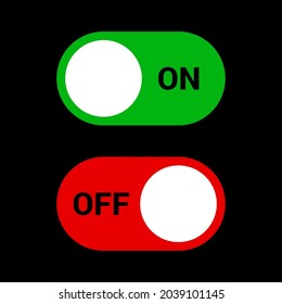 Switch on and Off Toggle. On and Off Toggle Switch Buttons Graphic Design for Web Usage or Mobile App Interface. Flat Interface Graphic Elements Red and Green Colors on Black Background