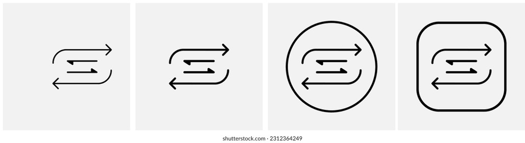 Switch places Sideways icon. with Design and style of various shapes, isolated on white background