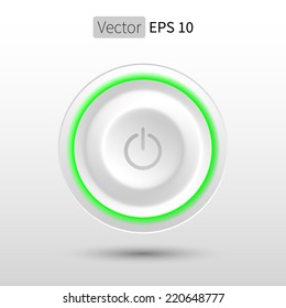 Switch power button with green light. Vector icon