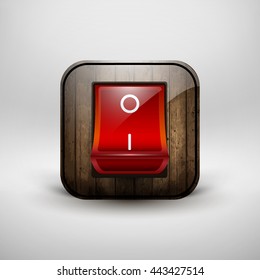 Switch red, contains wood texture. Icon. Vector illustration