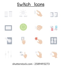Switch  set in flat color style