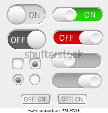 Switch slider buttons. Radio buttons. Vector 3d illustration