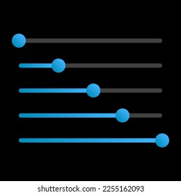 Schalten oder Schieberegler im modernen minimalen Stil für mobile Anwendungen. Vektorgrafik einzeln auf schwarzem Hintergrund.