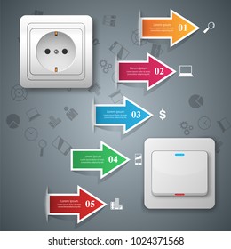 Switch, socket icon. On, off icon. 3d infographic design template and marketing icons.