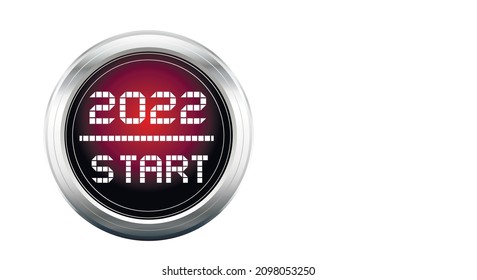 Switch with start button 2022, isolated on white background. Concept for New Year 2022 start. Vector illustration