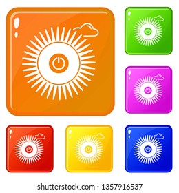 Switch sun off icons set collection vector 6 color isolated on white background