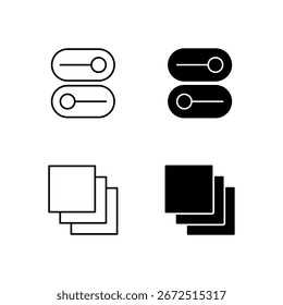 Colección de iconos de interruptor y pestaña en línea y estilo sólido