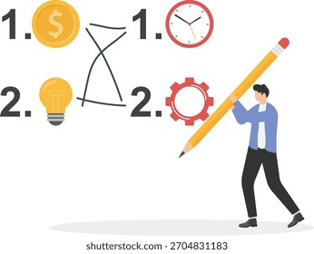 cambiar tareas o Planes, establecer un nuevo concepto prioritario,
