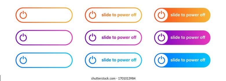 Switch toggle button On Off gradient . Vector isolated icon. Gradient web ui design. Power switch icon. Round button. Button with switch. EPS 10