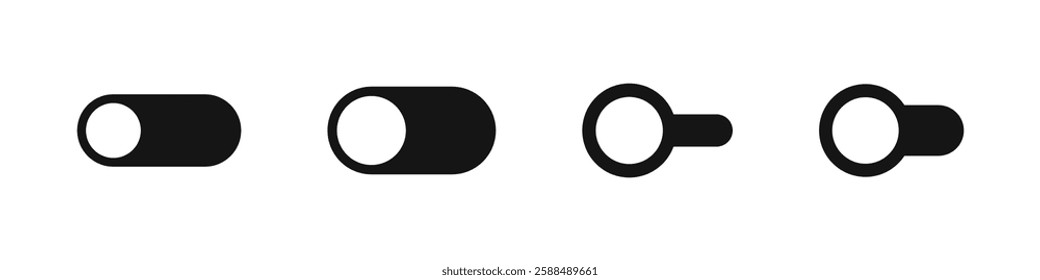 Switch toggle buttons. On and Off toggle switch buttons.  Switch buttons set. Toggle vector illustration. Switch button elements